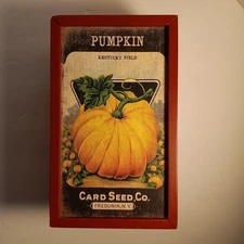 Vintage Wooden Seed Packet Storage Box Pumpkin Kentucky Field Card Seed Co.