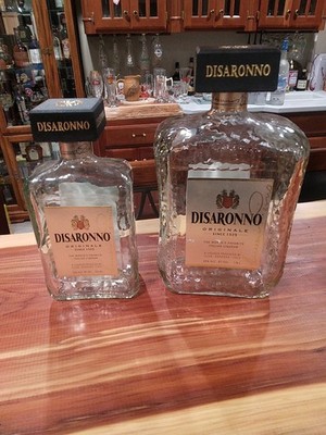 DISARONNO Lot Of 2 Empty Glass Bottles  Amaretto Italian Liqueur 1.75L & 750ML  