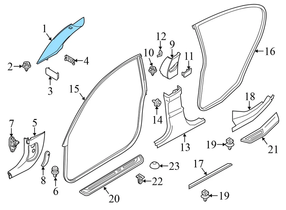 2012-2018 BMW 650I XDRIVE - LEFT Upper A Pillar TRIM / Panel 8050839 - Image 4 of 4