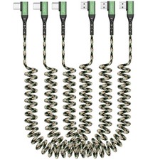  3-Pack, Coiled USB C CAMO Braiding Cable Fast Charger 90  Type C to...