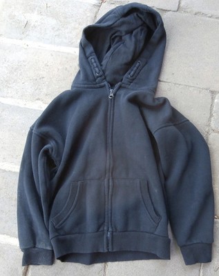 PRIMARK Kids  Sz 6-7  Black Hooded Fleece Jacket Full Zip Excellent 122 cm