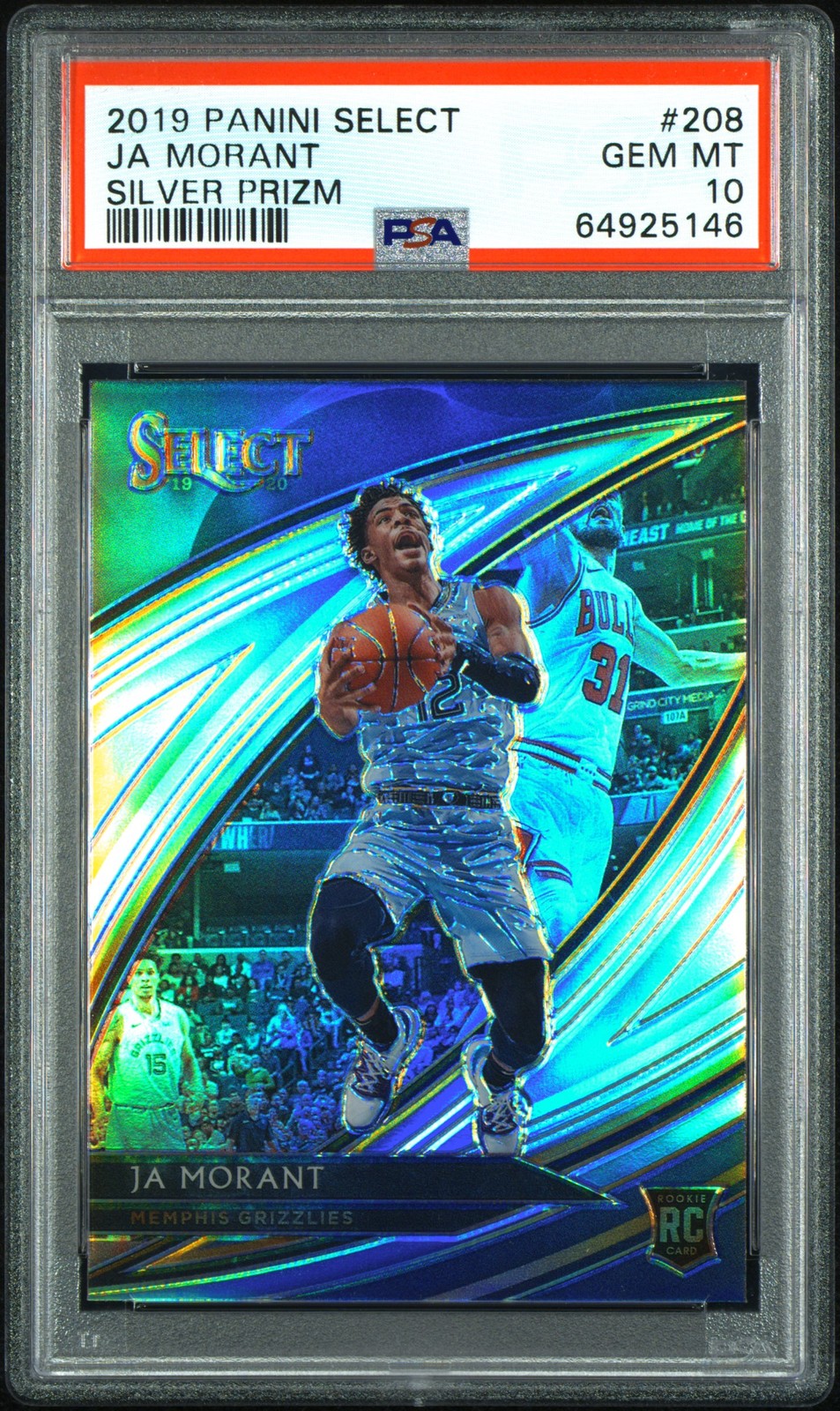 2019 PANINI SELECT SILVER PRIZM #208 JA MORANT PSA 10