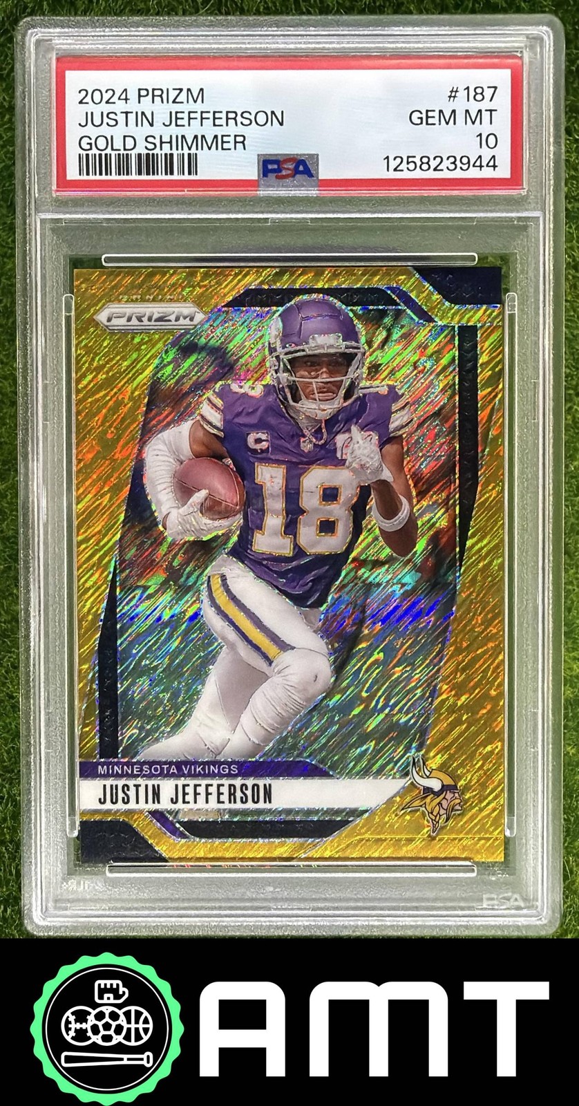 Justin Jefferson PSA 10 2024 Panini Prizm 7/10 Gold Shimmer Vikings 3944