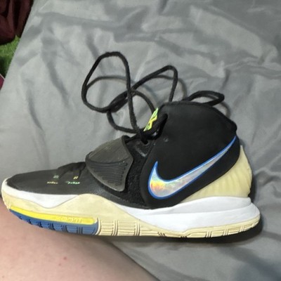 Nike Kyrie 6 Black Yellow Blue Iridescent Swoosh 9.5 mens used 