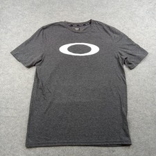 Oakley Shirt Mens Medium Gray Hydrolix Performance Fit Logo Tee Tagless Athletic