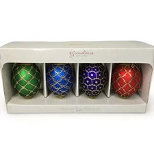4 Faberge Imperial Egg Ornaments Glass Christmas Formalities Braum Bros In Box