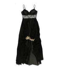 Speechless Womens Rhinestone Maxi Asymmetrical Dress, Black, 6