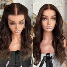 13x6 Dark Brown body wave wigs 100% Human Hair Lace Front Wigs Bleached Knots