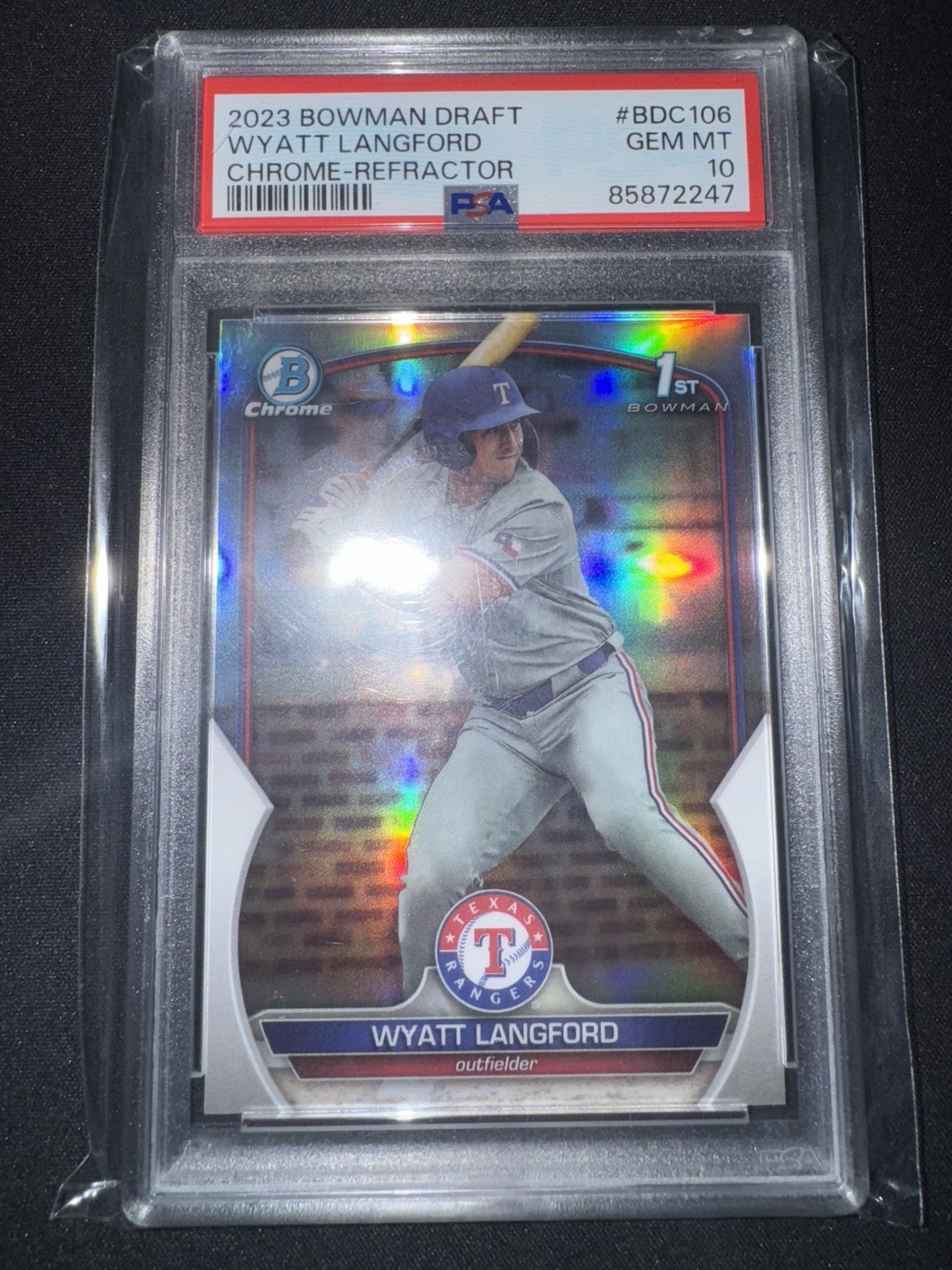 WYATT LANGFORD PSA 10 2023 BOWMAN DRAFT #BDC-106 CHROME REFRACTOR