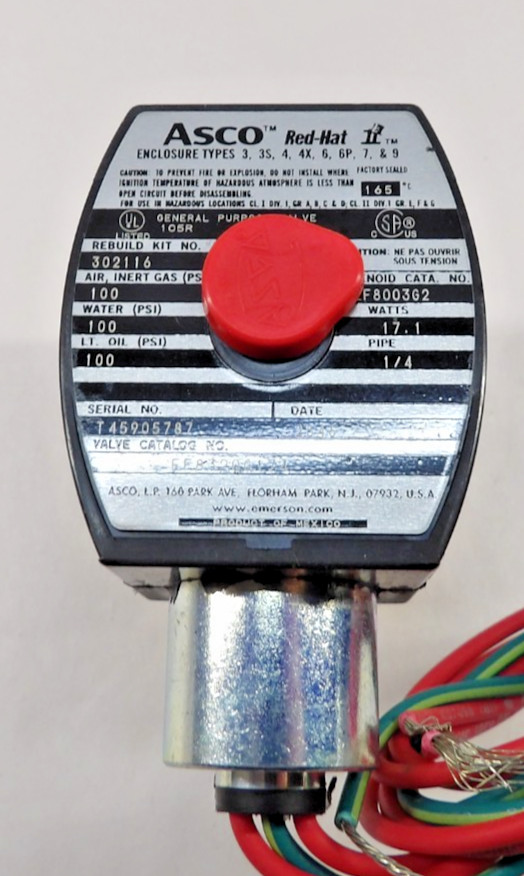 ASCO Red-Hat 3-Way Solenoid Valve (8320G174) 100 PSI 17.1 Watt 1/4 NPT