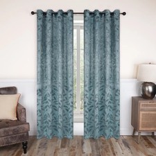 Modern Bohemian Leaves Room Darkening Window Curtains Set of 2 52"x63" Lily