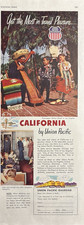1952 Union Pacific Railroad California Olvera Street Los Angeles VTG Print Ad