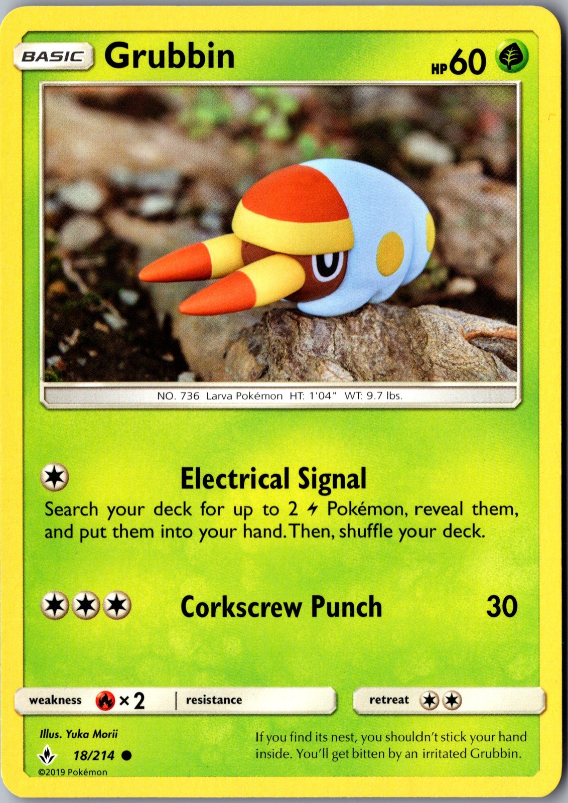 Grubbin 18/214 Common Unbroken Bonds Lightly Played Pokemon Card TCG Single