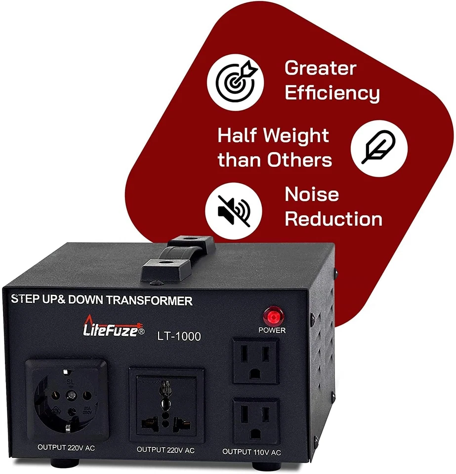 Black Universal Transformer Voltage Converter Step Up Down Fuse Protection 24... - Image 4 of 4