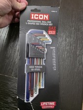 NEW Icon Professional Ball End L-Shaped Hex Wrench SAE SET 13pc Color Code 57926