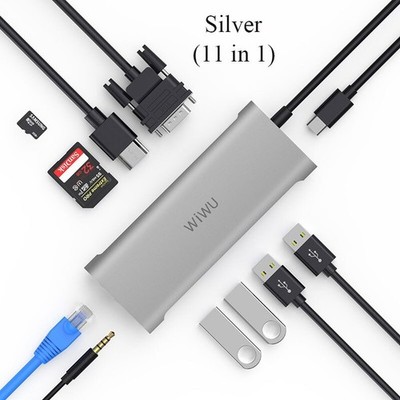 WiWU USB C Hub 11-in-1 Multi-Port USB 3.0 Hub für Laptops, Macbook