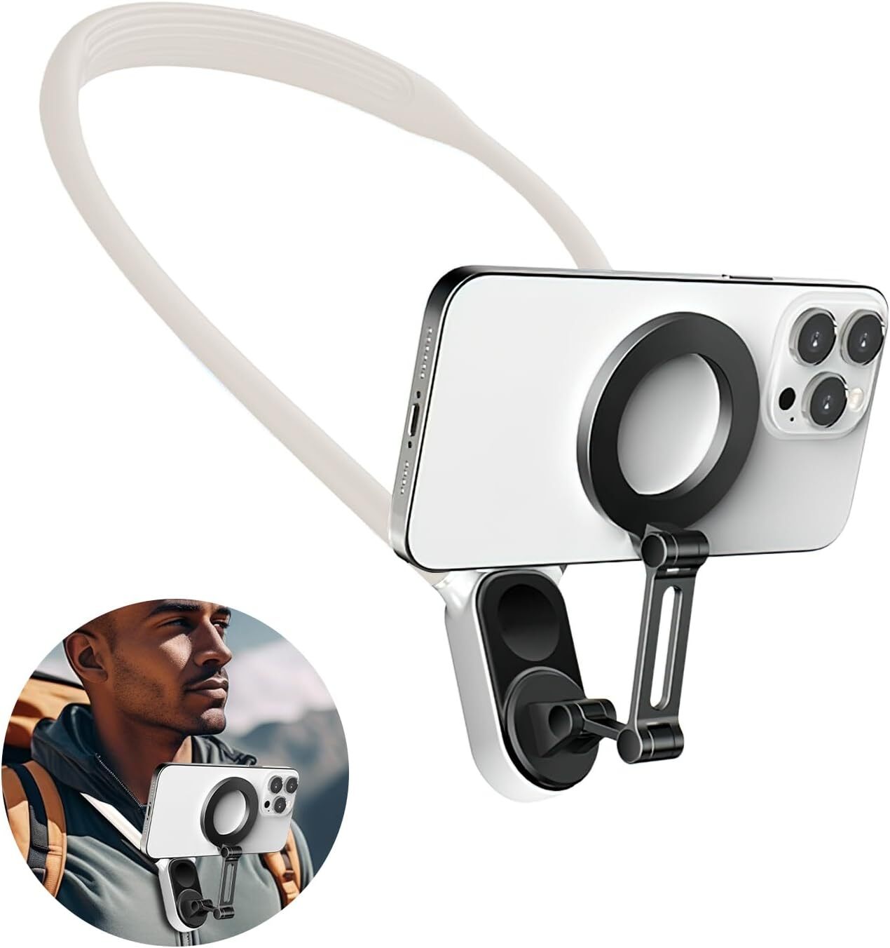 Neck Phone Holder for Outdoor Live Magnetic Phone Chest Mount Neck Holder for