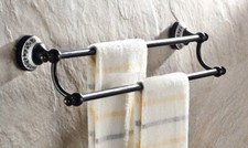 Oil Rubbed Brass Wall Mount Bathroom Double Towel Bar Rail Towel Holders 2ba060