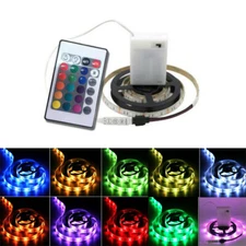Battery Powered 5050 RGB 5V Flexible Waterproof LED Strip Lights Controller Lamp