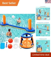3-in-1 Pool Games Set: Volleyball, Basketball & Ring Toss for Endless Fun