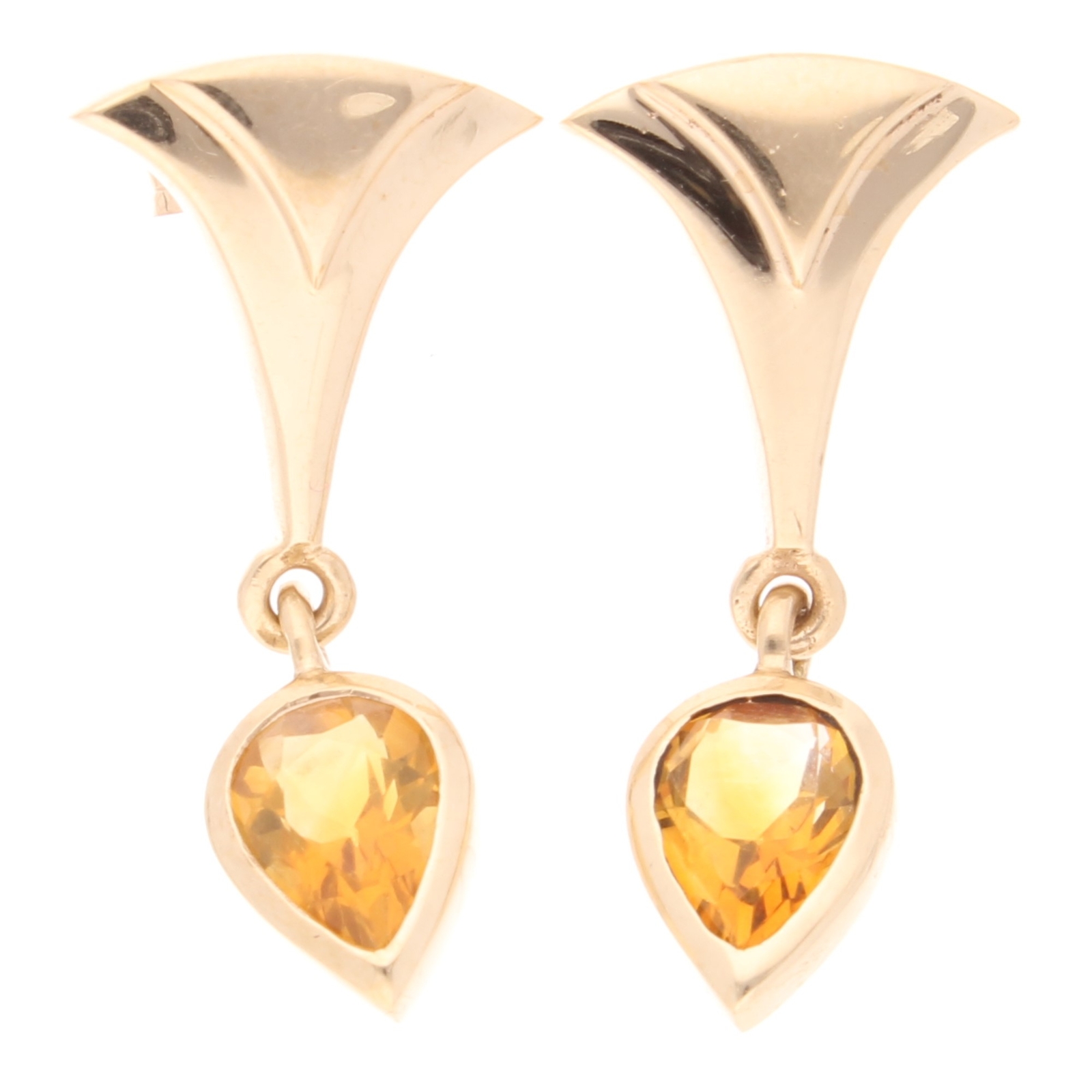 9Carat Yellow Gold Citrine Stud Drop Earrings (13x29.5mm)