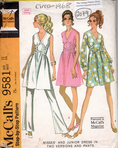 Patron De Robe Vintage Simplicity 9707 - Buste 36 Pouces - Années 1970 - Neuf Non Découpé