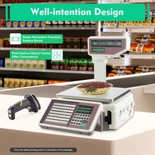 Commercial Barcode Scale with Thermal Label Printer & LCD Display 30kg Capacity