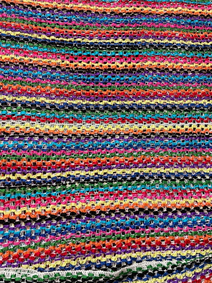 Fabric Lot 1 Yd 13 Ins 52 W Ribbon Fabric Striped Stretch Open Weave Vintage - Image 4 of 4