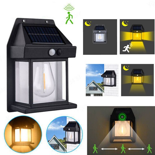 2X Solar Wall Light Tungsten Lantern Motion Sensor Outdoor Garden Security Lamp - Picture 7 of 13