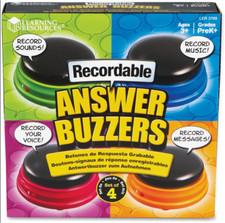 NEW Recordable Answer Buzzers Learning Resources Talking Button Set of 4