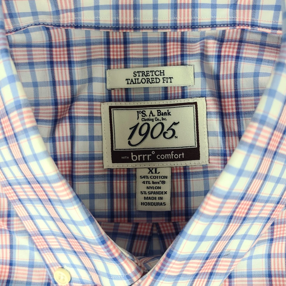 Camisa de vestir Jos A Bank 1905 para hombre XL azul rojo a medida Brrr cómoda abotonada Foto 4 de 4