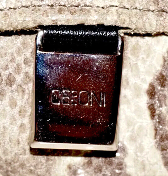 CECCONI Small Beige Python Printed & Black Leathe… - image 3