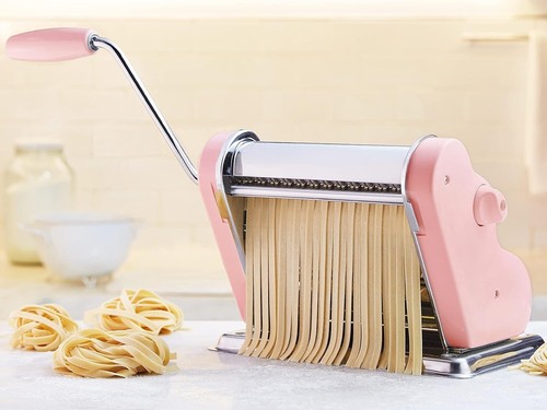 Classic Pink Stainless Steel Pasta Maker - 20cm Wide with 9 Thickness Settings - Picture 7 of 7
