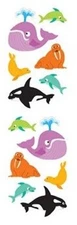 Mrs. Grossman's Stickers - Chubby Sea Mammals - Dolphin, Whale Others - 4 Strips
