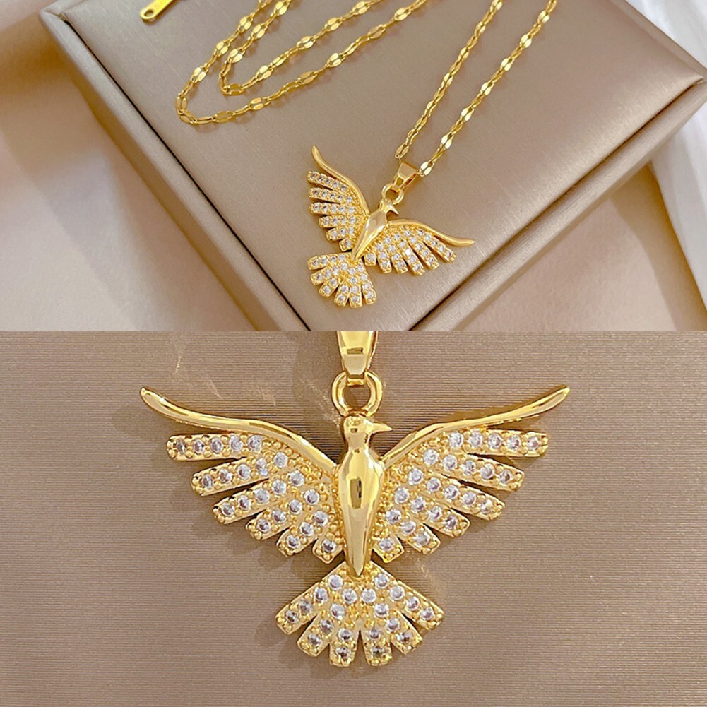 Wiedergeburt und Stärke Symbol Edelstahl Phönix Halskette für Frauen