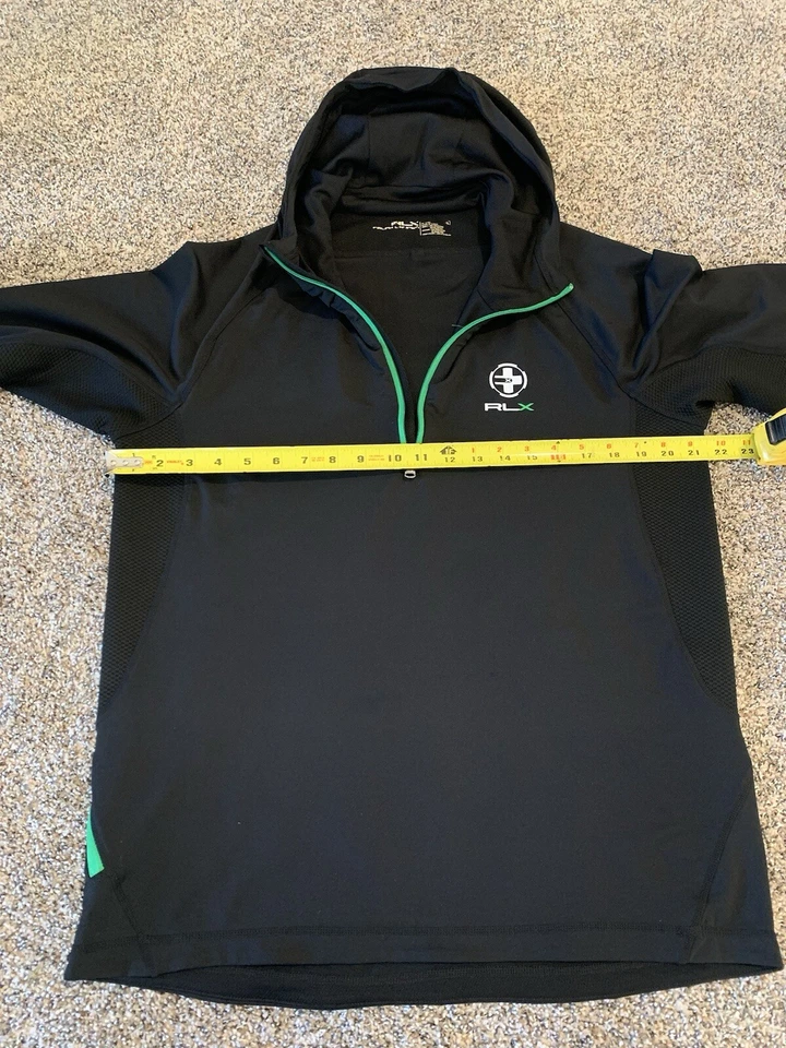 Jaqueta com capuz Ralph Lauren RLX masculina preta/verde zíper completo tamanho G - Imagem 3 de 4