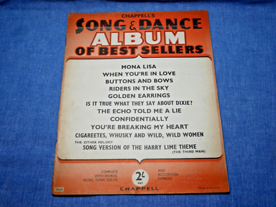 VINTAGE SHEET MUSIC - CHAPPELL'S SONG & DANCE ALBUM OF BEST SELLERS