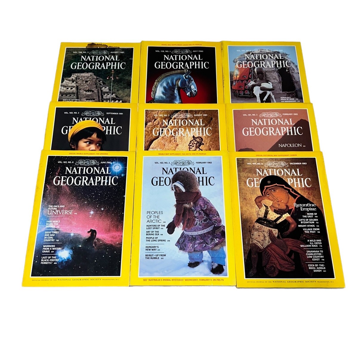 Lot of 9 Vintage National Geographic Magazine 1980s - 1980, 1981