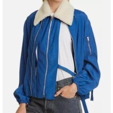 Brand New Helmut Lang Sheer Parachute Bomber Jacket Shearling Collar Rrp 750