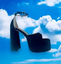 Y2K Platform Sandals Womens 8 / 38 Shoes Black Chunky Heel Punk Goth Hip Hop