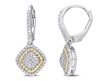 1/3 Karat (ctw) Diamant Ohrhänger Leverback Ohrringe in Sterlingsilber