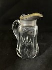 Vintage Hand blown Glass Syrup Pitcher With Welded Pewter Gold Silver Tone Lid — photo 2