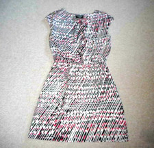 Womens Dress-GUESS-white/black/pink patterned silky  lined cap slvs-0
