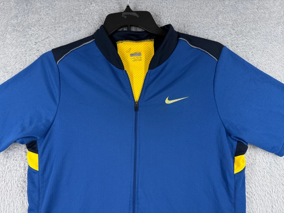 VINTAGE Nike Cycling Jersey Adult Extra Large Blue Yellow 1/2 Zip Fit Dry Poly - Image 4 of 4