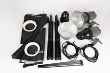 Interfit EXD 200WS Studio Light Kit. 2 Lights, 2 Light Stands, 2 Soft Boxes bag