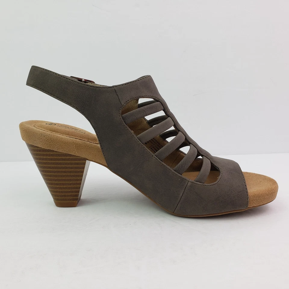 Giani Bernini Caileigh Womens Size 8 Grey Formal 3" Heel Peep Toe Sandal Shoes - Image 4 of 4