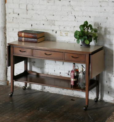 Broyhill Saga Drop Leaf Rolling Bar Cart - Brasilia - Mid Century