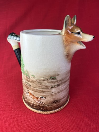 Fox Hunt Hunting Large Milk Pitcher Jug Marutomoware fox head pours by mouth - Picture 3 of 8