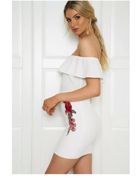 White Ruffle Embroidery Jumper Skirt Party Beach Camisole Boob