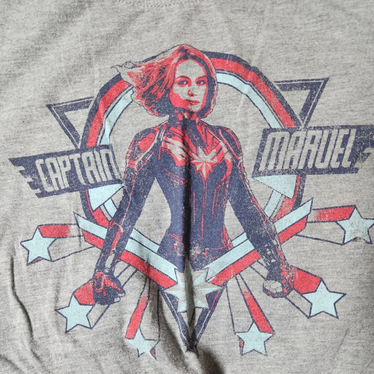 Captain Marvel Sleeveless T shirt Womens Medium Gray Superhero Workout Gym Tank